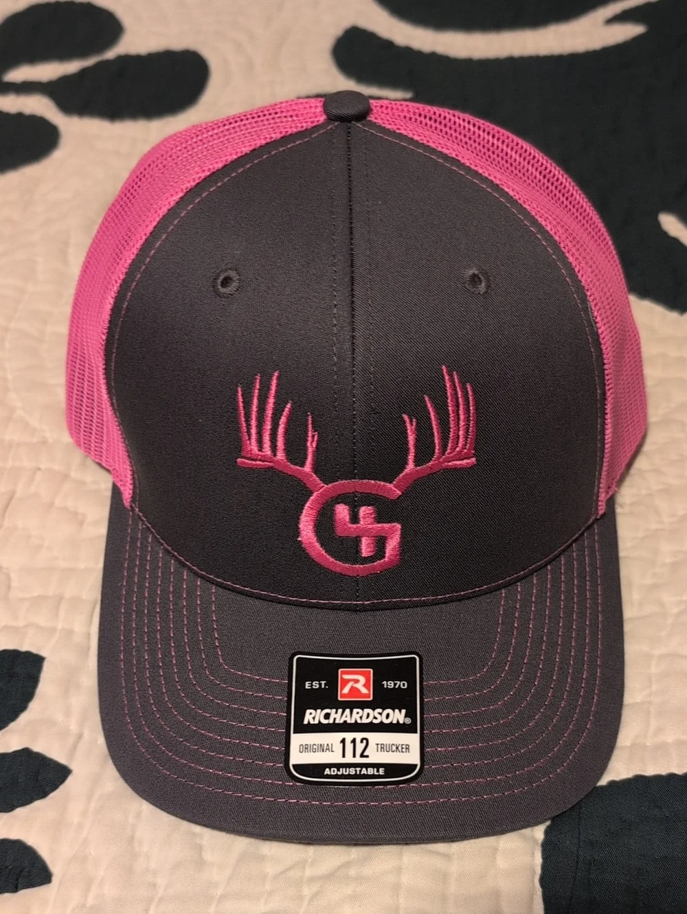 Richardson Trucker Hat with Pink Antler Logo